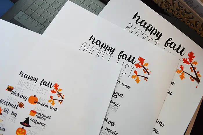 Free Fall Bucket List Printable- Many Sizes!