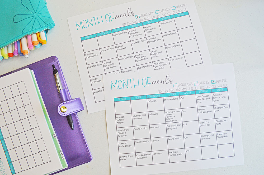 August Monthly Meal Plan + Monthly Meal Planner Printable