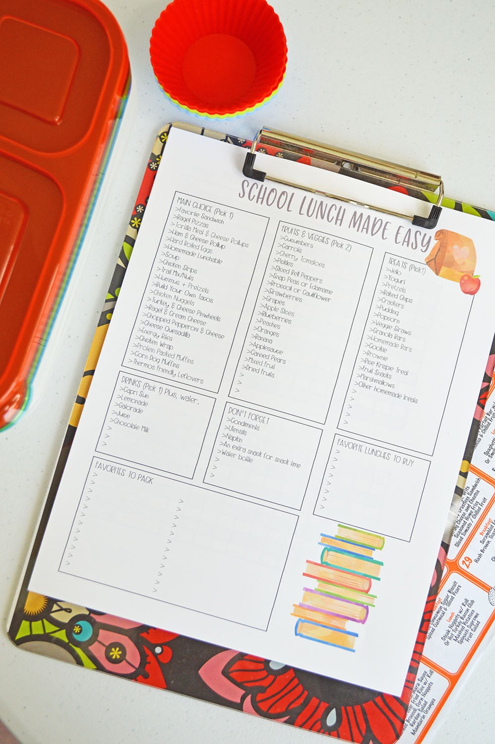 School Lunch Ideas Printable Planning Inspired