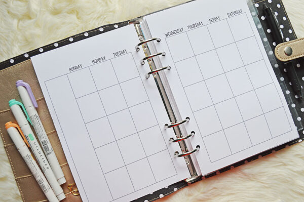 Free Printable Half Size Monthly Calendar For Your A5 Planner ...