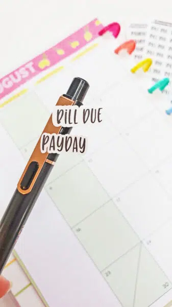 bill due and payday planner stickers