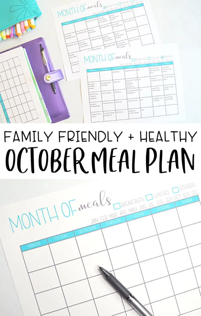 Family Friendly Healthy Meal Plan for October