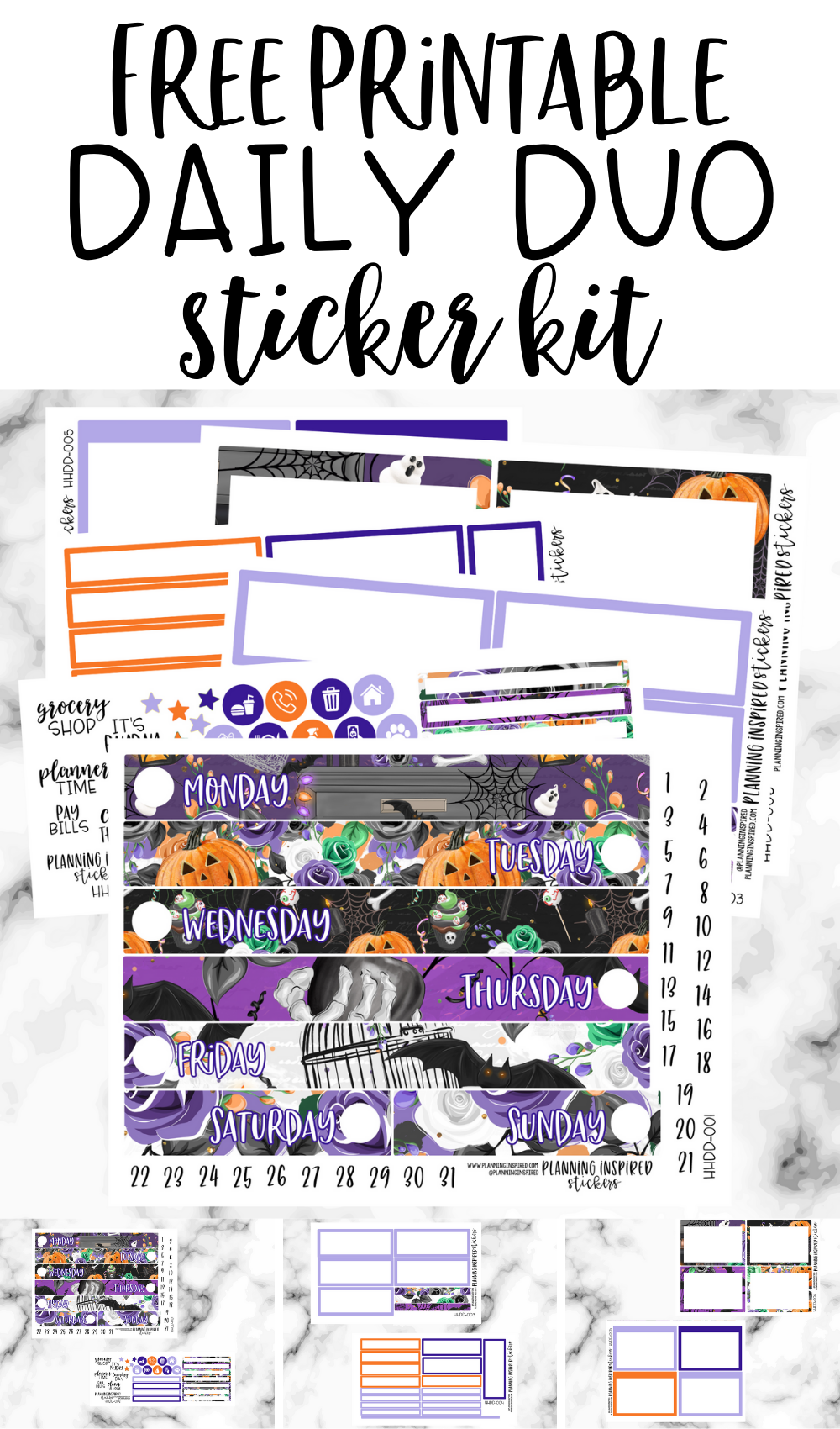 Free Printable Daily Duo Stickers for Halloween - Planning Inspired