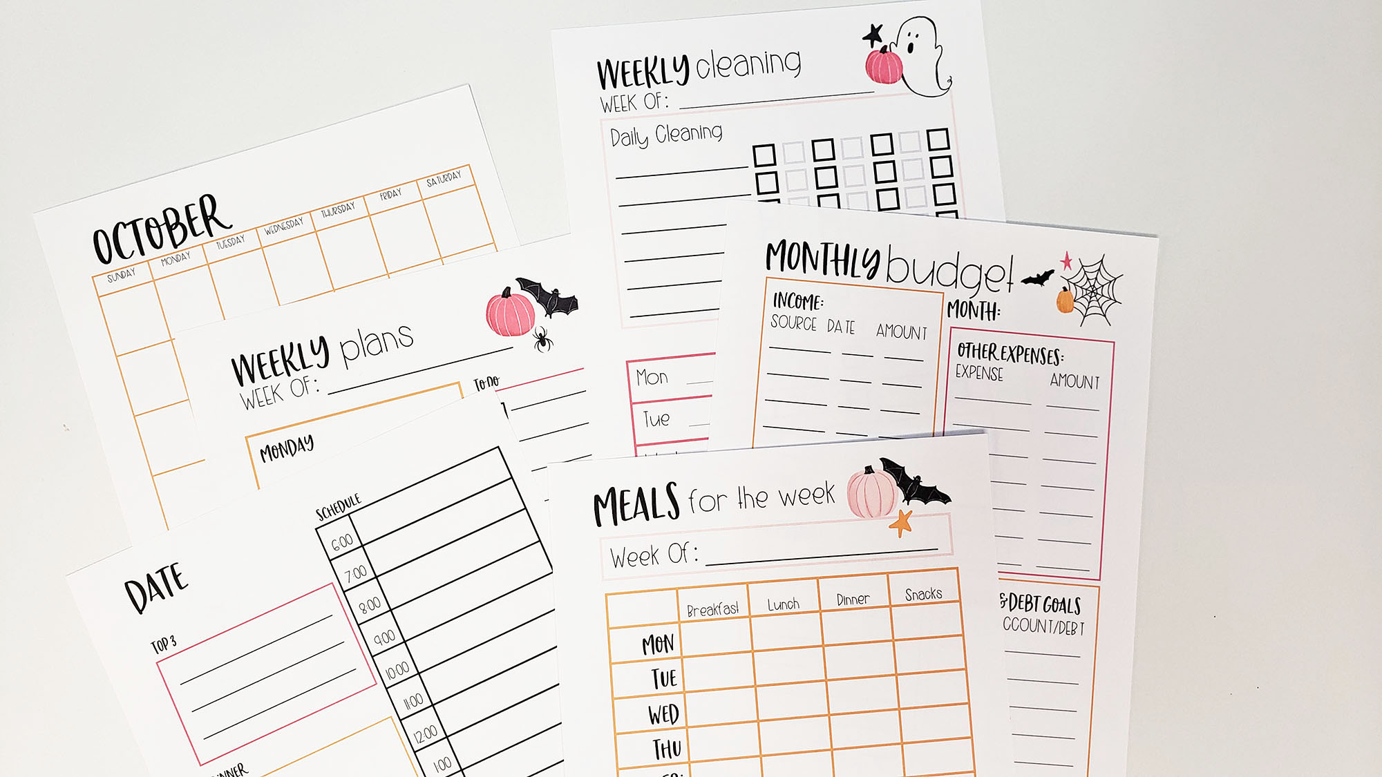 Free Planner Printables For Halloween Planning Inspired