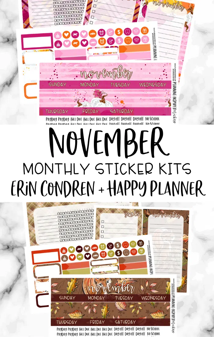 November Monthly Planner Sticker Kits