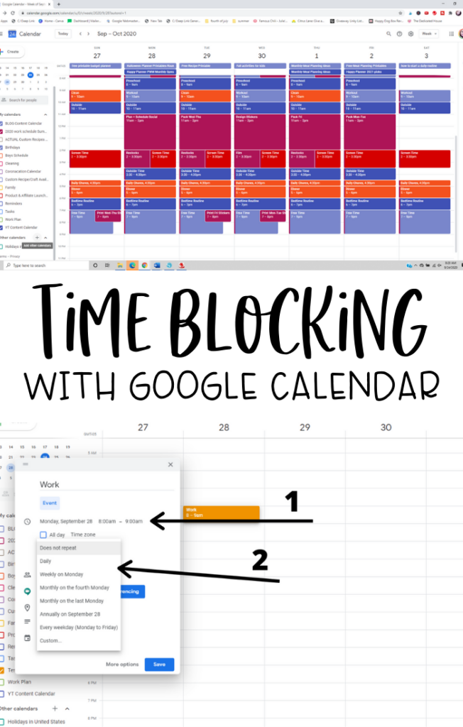 time blocking with google calendar