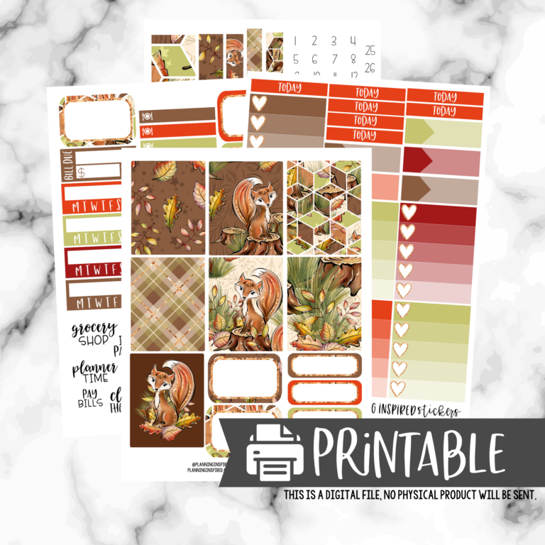 Free Printable Planner Sticker Kit | Woodland Fox Weekly