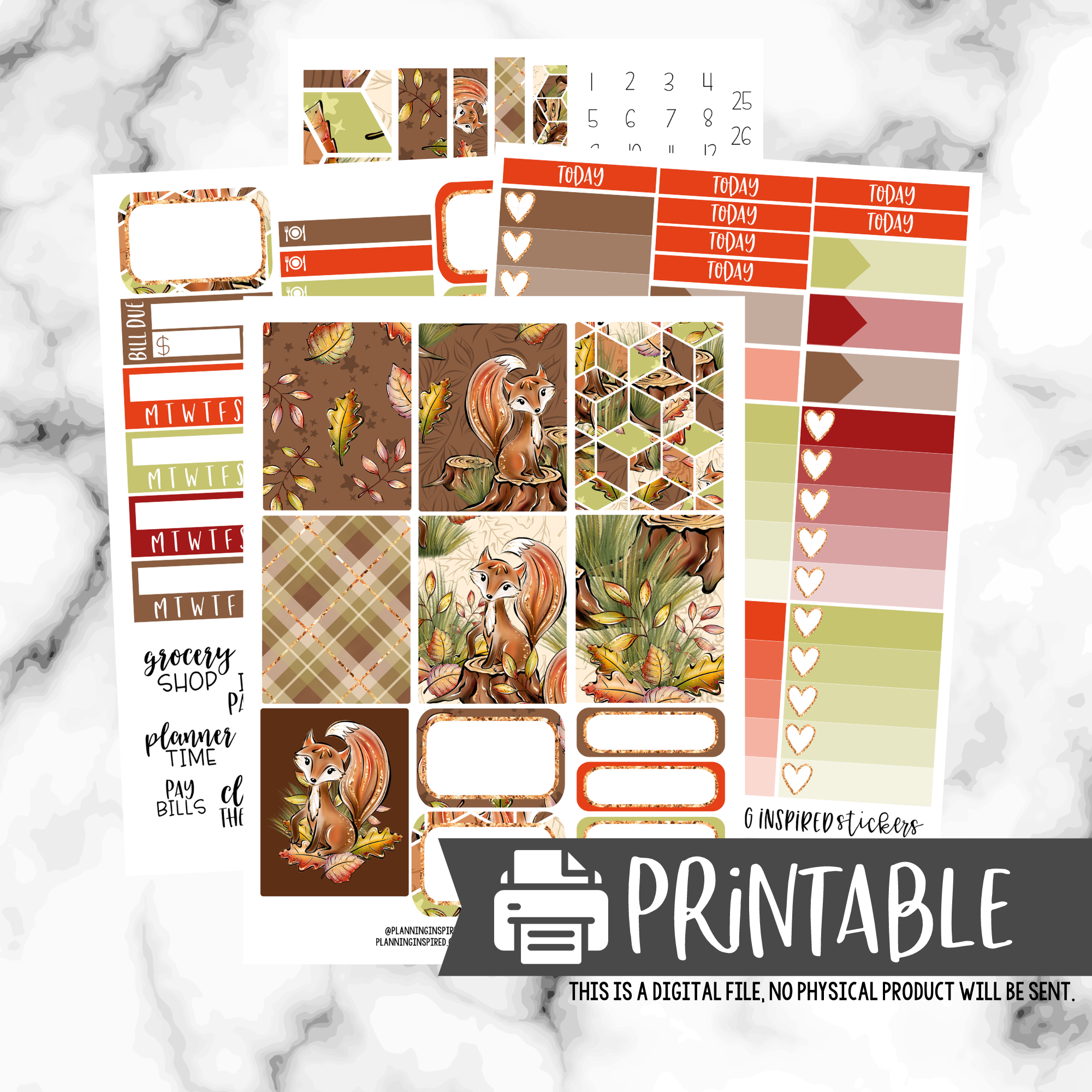 Free Printable Planner Sticker Kit | Woodland Fox Weekly