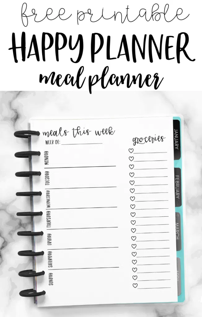 Happy Planner Meal Planner | Free Printable - Planning Inspired