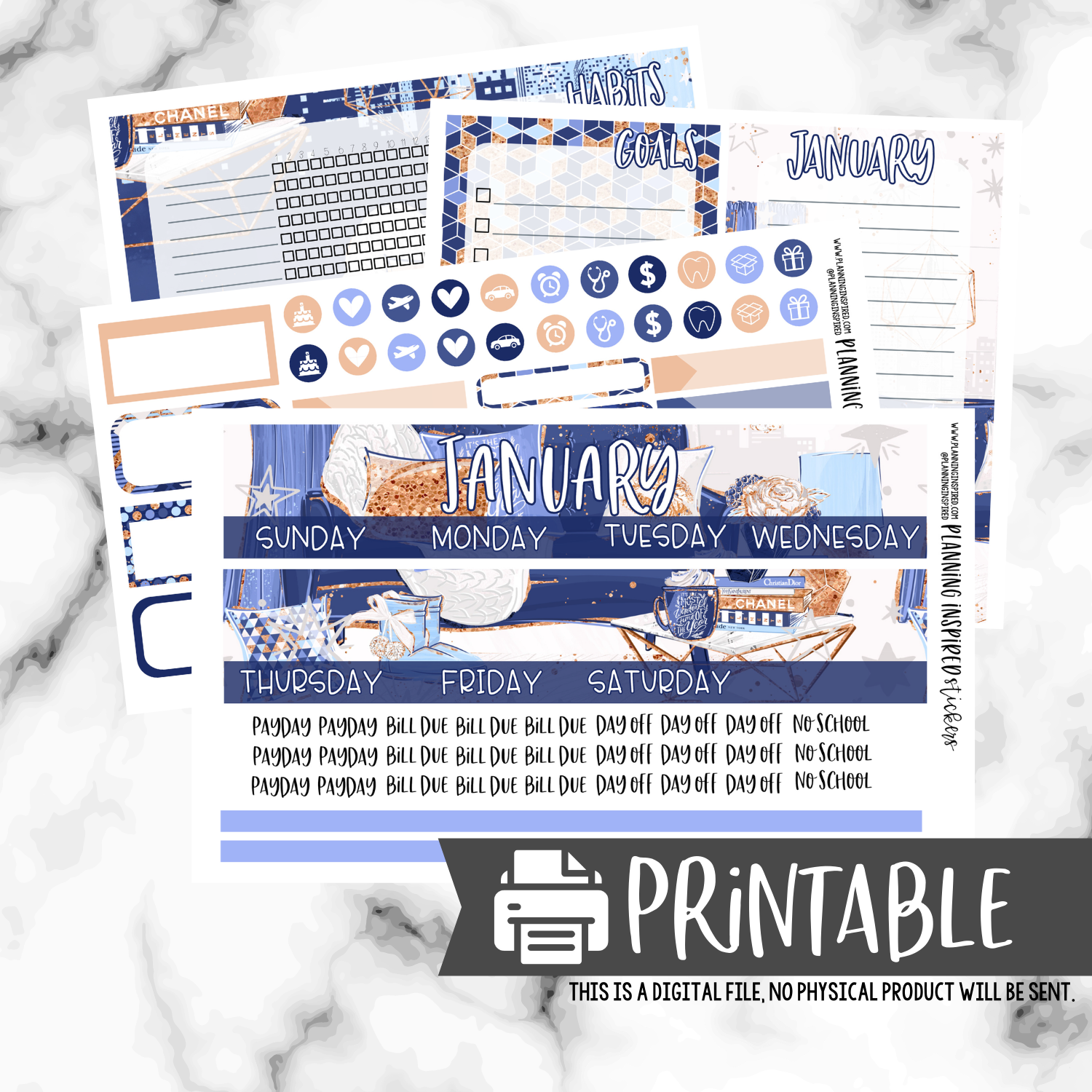January Monthly Stickers for your Planner - Planning Inspired