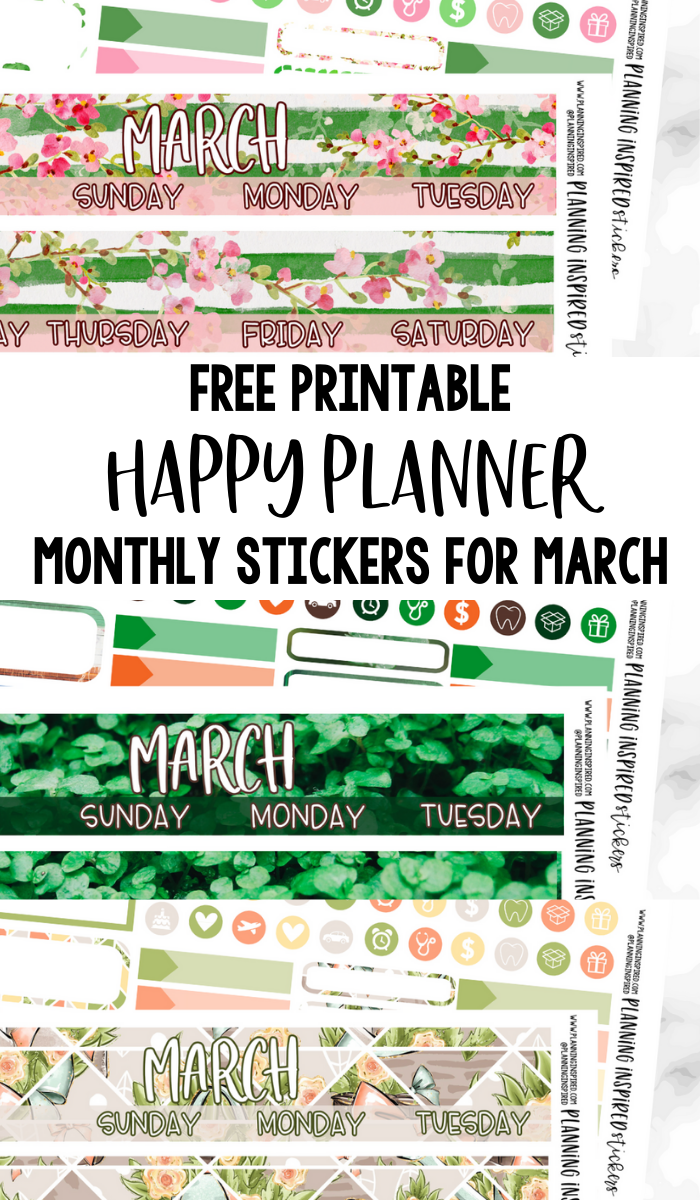 Free Printable March Happy Planner Monthly Stickers