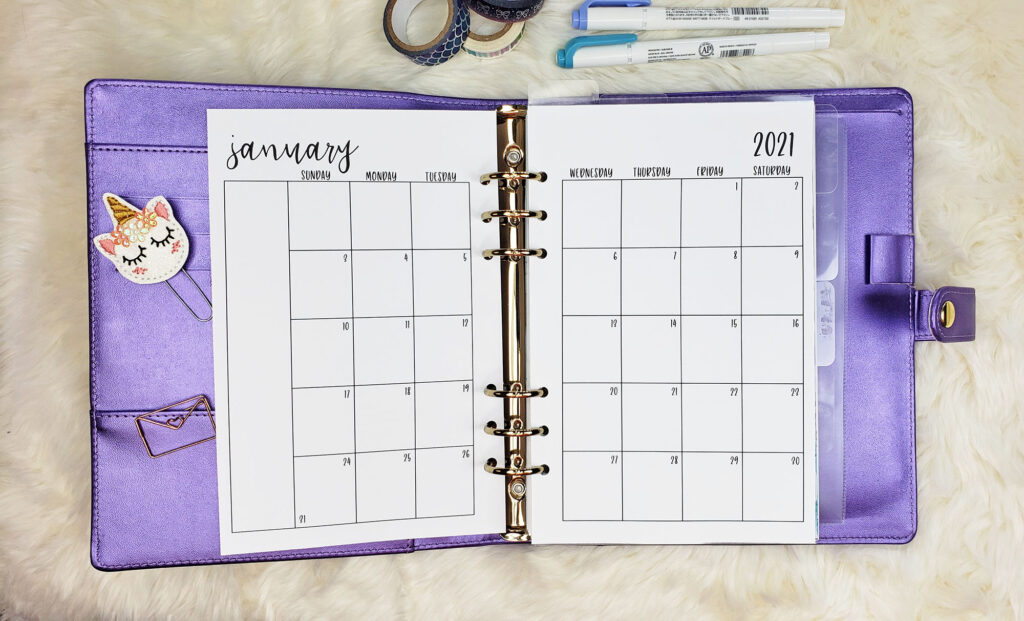 monthly A5 Planner