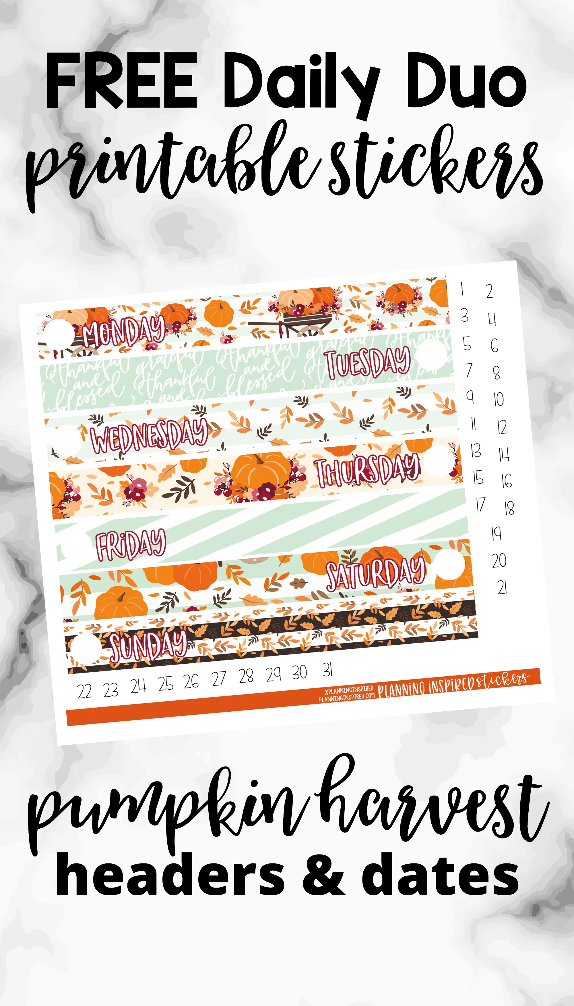 Free Printable Fall Daily Duo Stickers