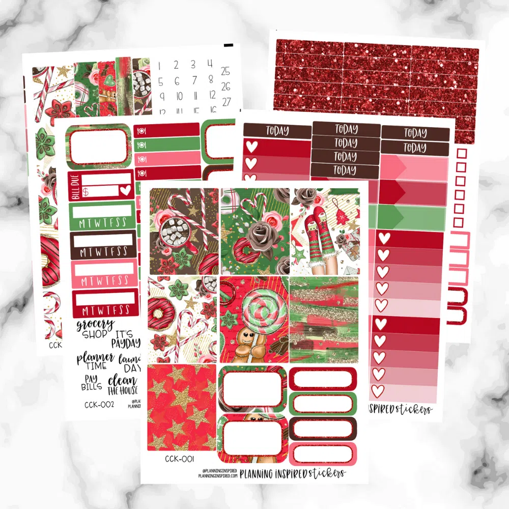 Christmas weekly stickers mock up
