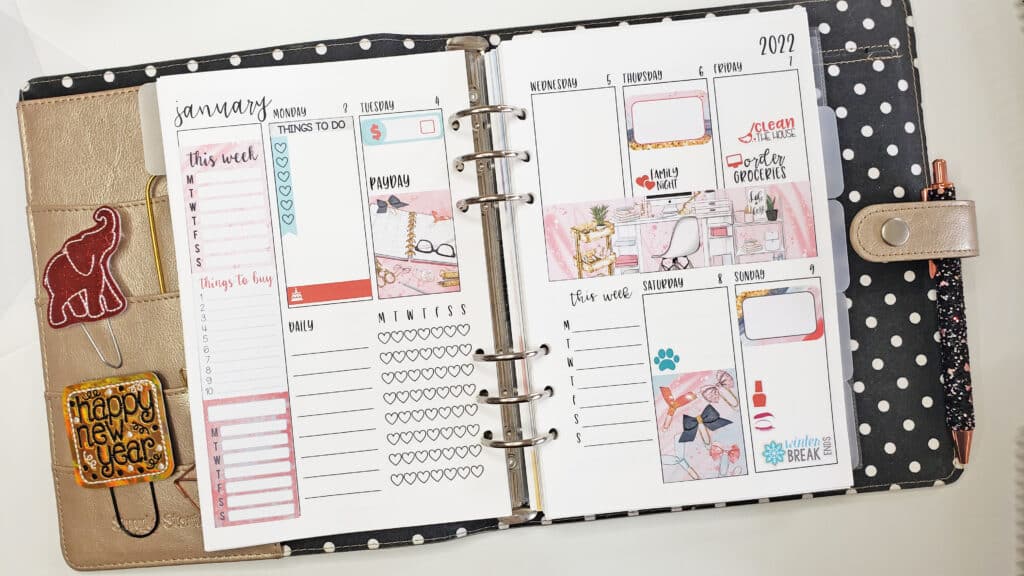 a5 weekly planner spread january 2022