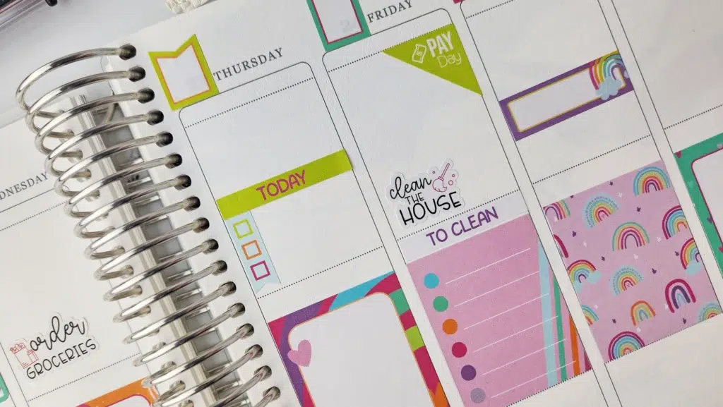 checklist stickers in a planner
