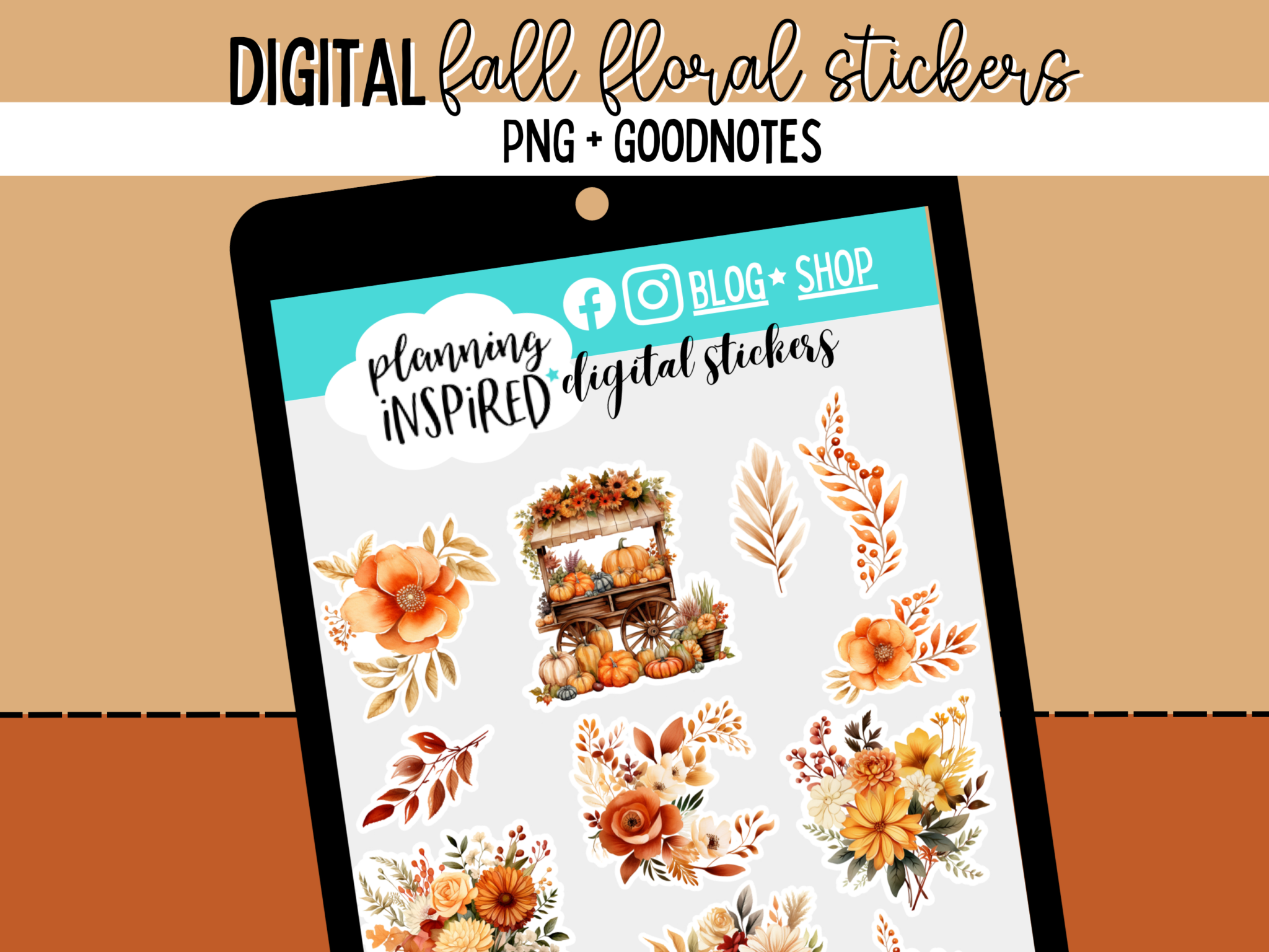Free Fall Floral Digital Stickers - Planning Inspired