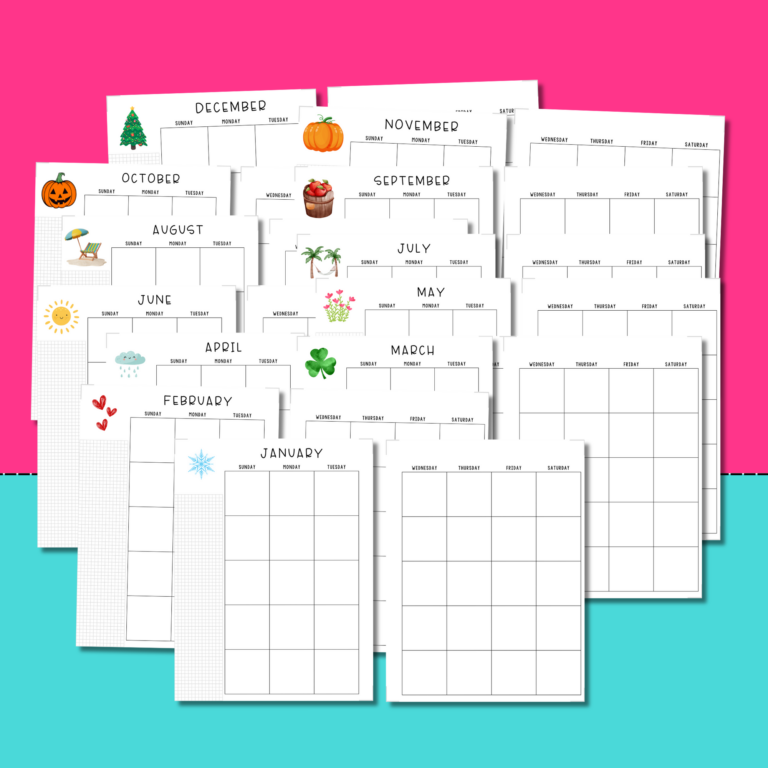 Free Printable Half Size Monthly Calendar For Your A5 Planner ...