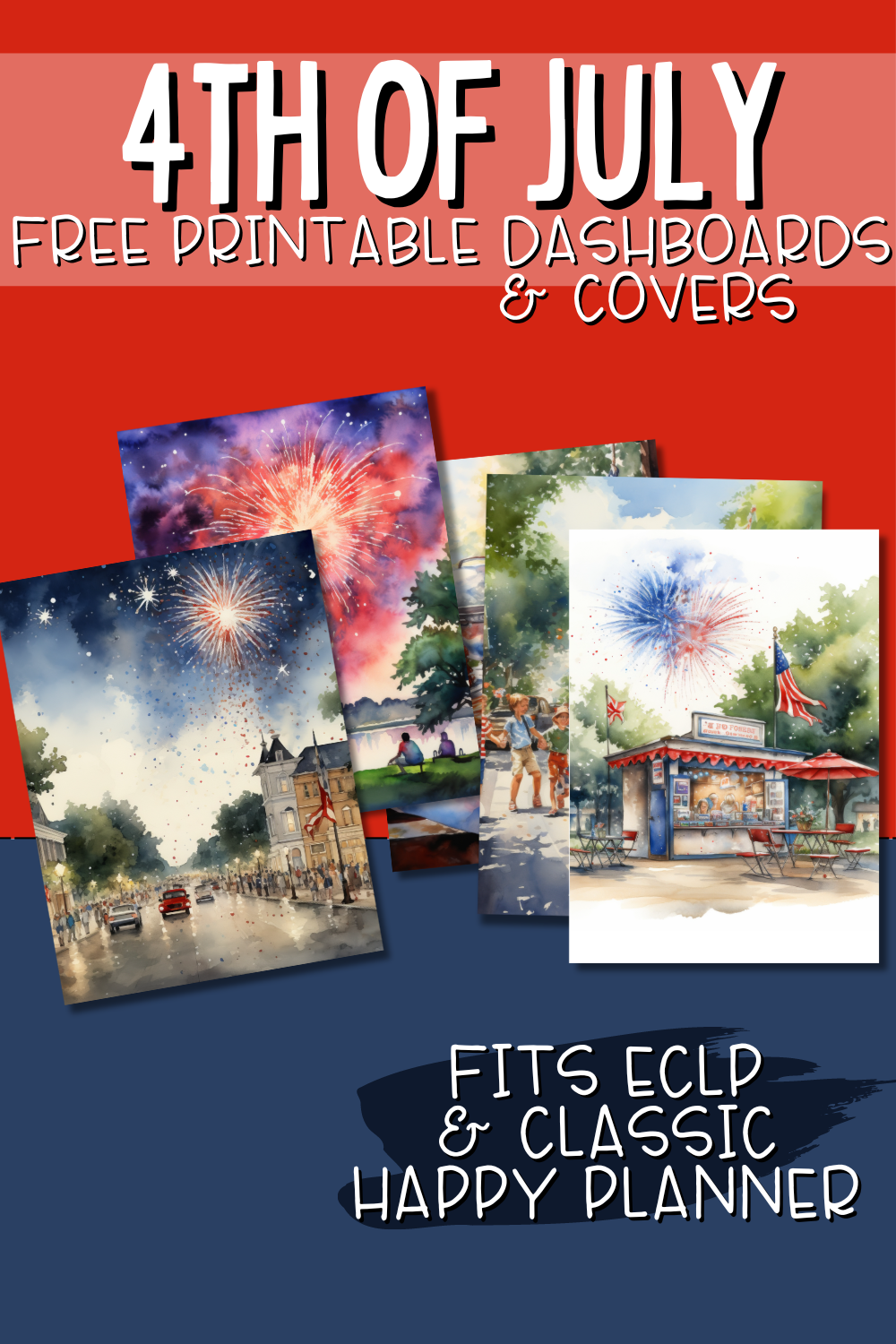4th of July Printable Planner Dashboards - Planning Inspired