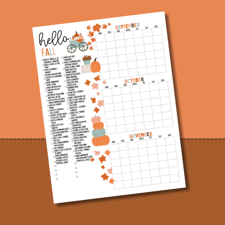 Image for Fall Calendar & Bucket List