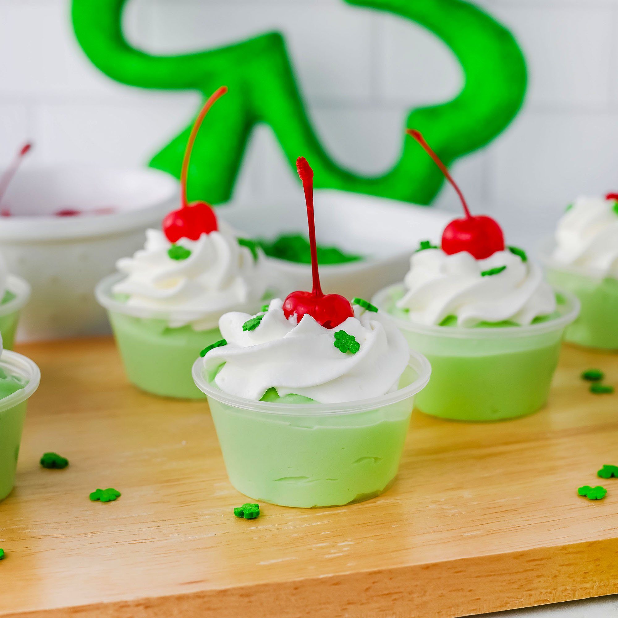 Shamrock Shake Pudding Shots