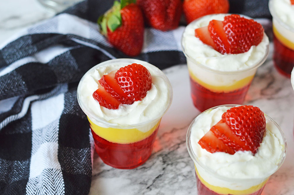 Strawberries and Cream Jello Shots