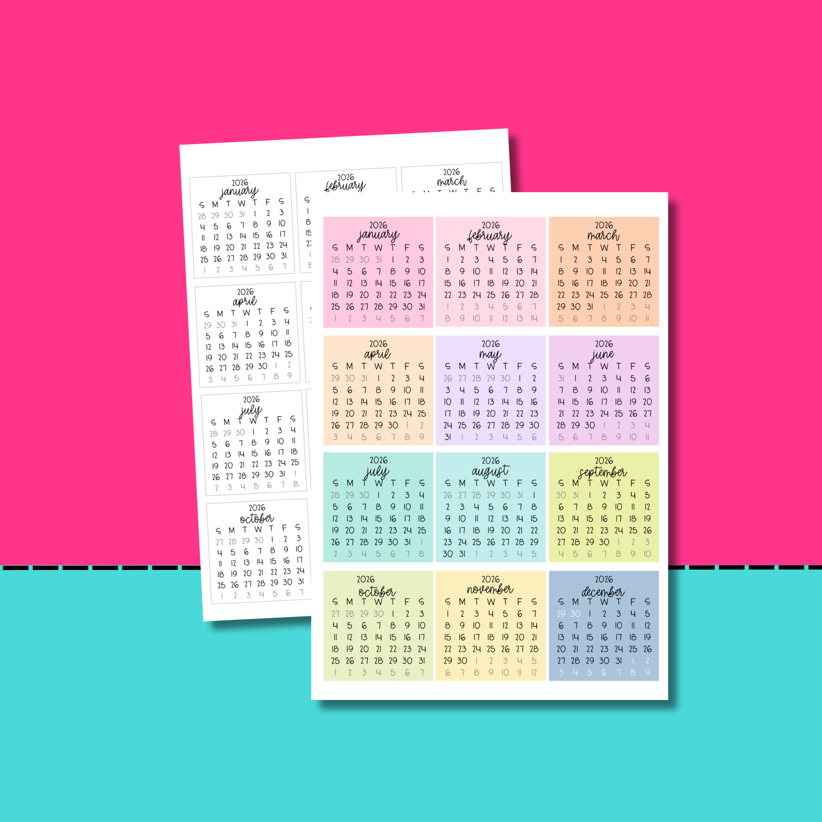 Free 2026 Calendar Stickers Printable