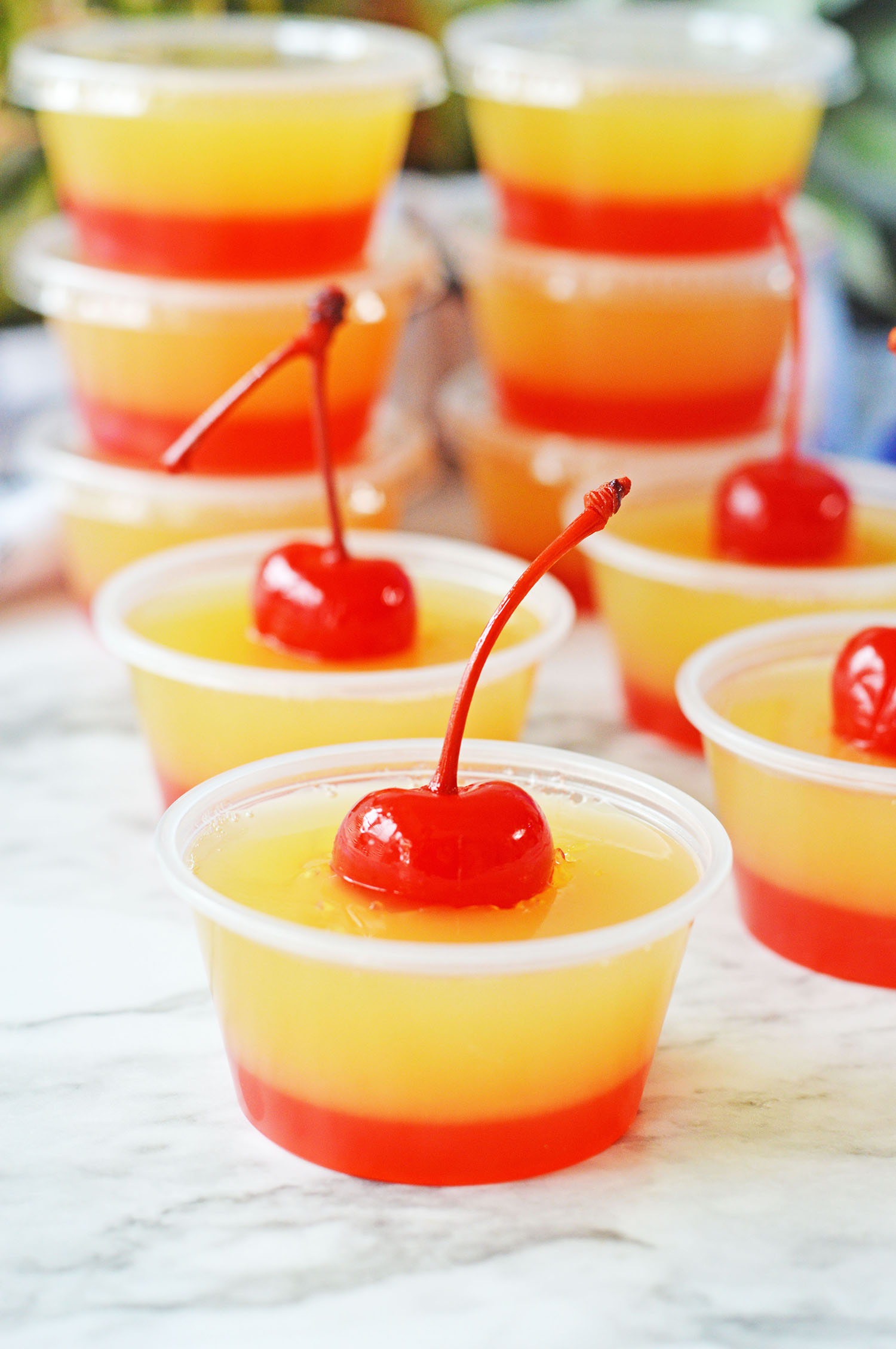 Pineapple Upside Down Cake Jello Shots - Planning Inspired