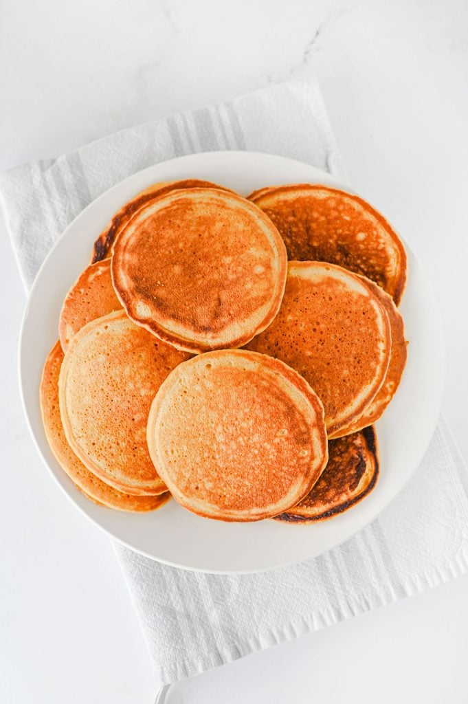 Finished gingerbread pancakes ready to serve with syrup or whipped cream.